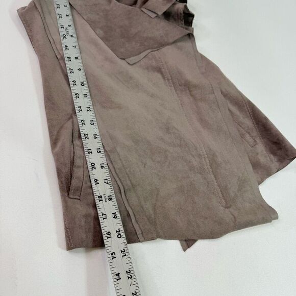 BCBGMaxAzria Vest Womens Medium Fabian DArk Gray Faux Suede Moto Assymettrical - Picture 3 of 8
